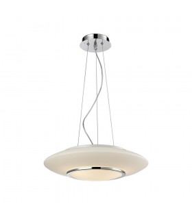 Modern Hanging Pendant Chrome, White 3 Light  with White Shade, E27 - 1