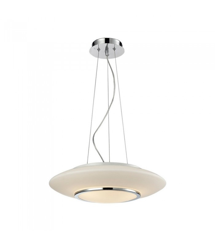 Modern Hanging Pendant Chrome, White 3 Light  with White Shade, E27 - 1