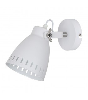 Industrial And Retro Wall Lamp White, Satin Nickel 1 Light  with White Shade, E27 - 1