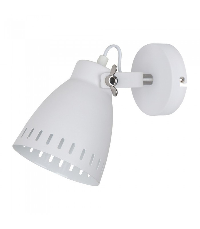 Industrial And Retro Wall Lamp White, Satin Nickel 1 Light  with White Shade, E27 - 1
