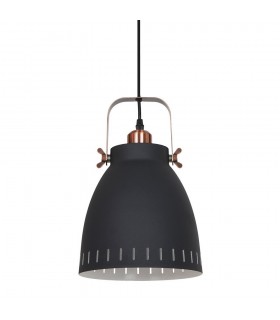 Industrial And Retro Hanging Pendant Graphite, Red Copper 1 Light  with Graphite Shade, E27 - 1