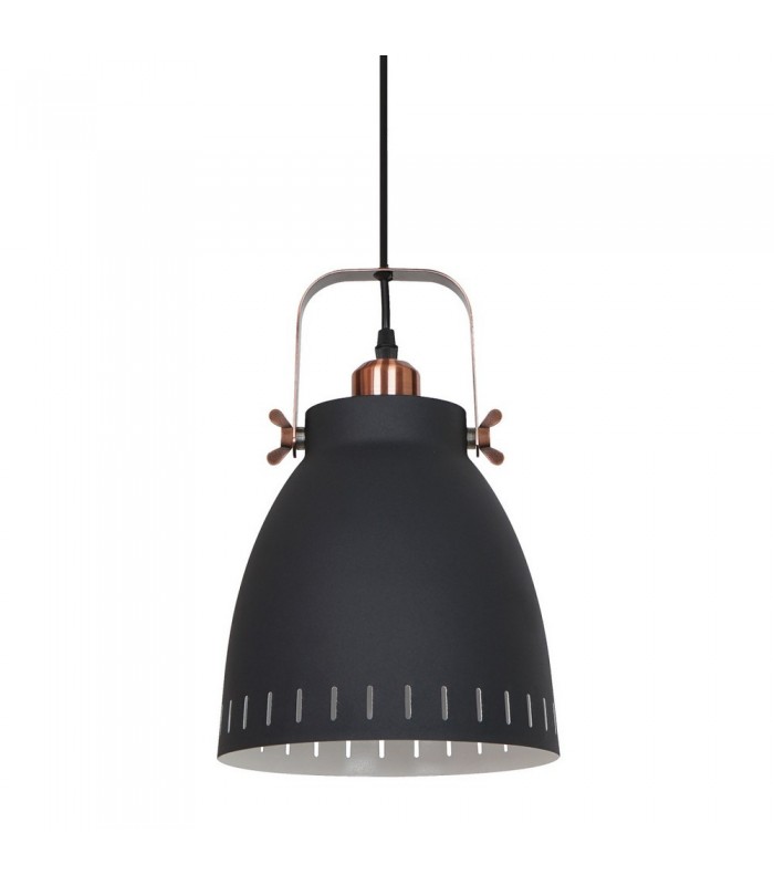 Industrial And Retro Hanging Pendant Graphite, Red Copper 1 Light  with Graphite Shade, E27 - 1