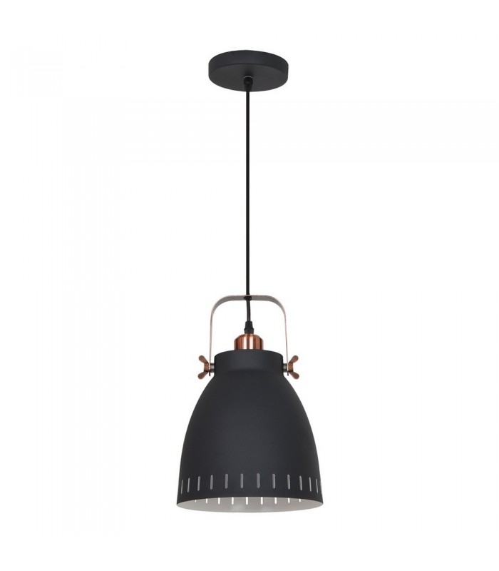 Industrial And Retro Hanging Pendant Graphite, Red Copper 1 Light  with Graphite Shade, E27 - 2
