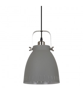 Industrial And Retro Hanging Pendant Satin Grey 1 Light  with Grey Shade, E27 - 1