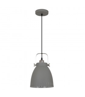 Industrial And Retro Hanging Pendant Satin Grey 1 Light  with Grey Shade, E27 - 2