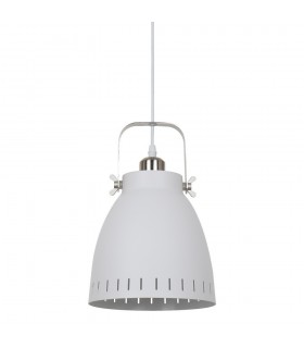 Industrial And Retro Hanging Pendant White, Satin Nickel 1 Light  with White Shade, E27 - 1