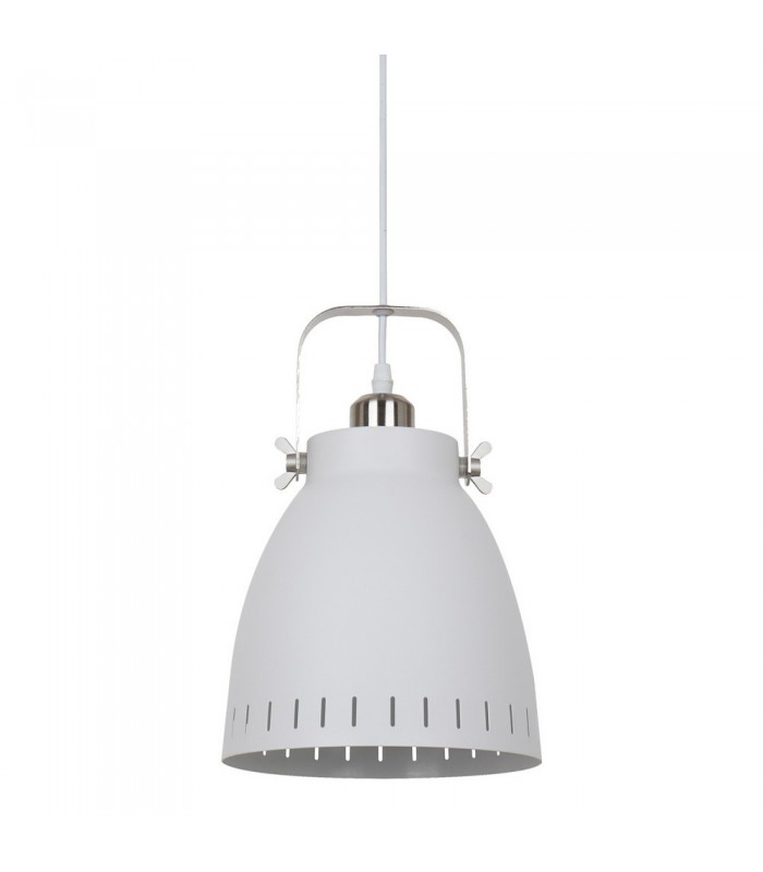 Industrial And Retro Hanging Pendant White, Satin Nickel 1 Light  with White Shade, E27 - 1