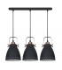 Industrial And Retro Hanging Pendant Graphite, Red Copper 3 Light  with Graphite Shade, E27 - 1