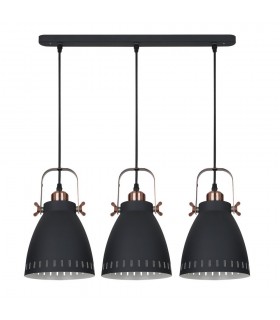 Industrial And Retro Hanging Pendant Graphite, Red Copper 3 Light  with Graphite Shade, E27 - 1
