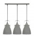 Industrial And Retro Hanging Pendant Satin Grey 3 Light  with Grey Shade, E27 - 1