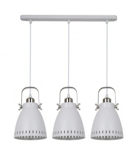 Industrial And Retro Hanging Pendant White, Satin Nickel 3 Light  with White Shade, E27 - 1