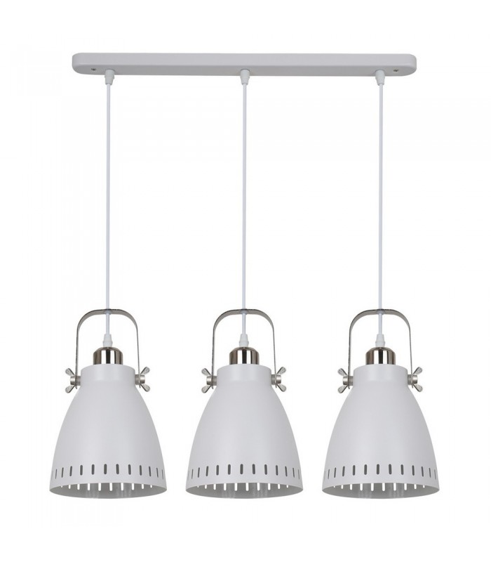 Industrial And Retro Hanging Pendant White, Satin Nickel 3 Light  with White Shade, E27 - 1