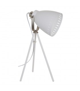 Industrial And Retro Floor Lamp White, Satin Nickel 1 Light  with White Shade, E27 - 1