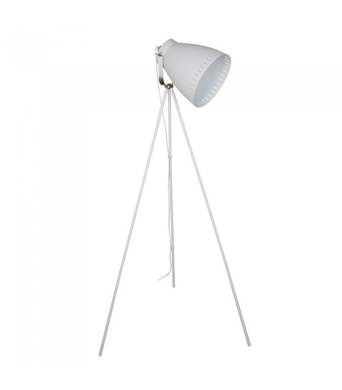 Industrial And Retro Floor Lamp White, Satin Nickel 1 Light  with White Shade, E27 - 1