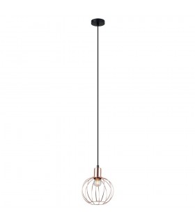 Industrial And Retro Hanging Pendant Black 1 Light  with Copper Shade, E27 - 2