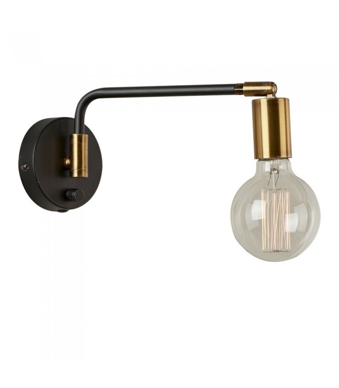 Industrial And Retro Wall Lamp Black Matt, Gold 1 Light , E27 - 1