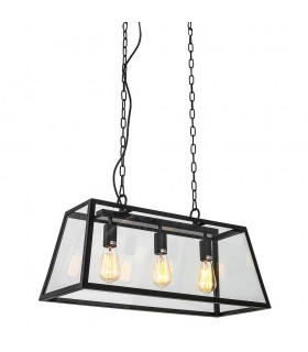 Industrial And Retro Hanging Pendant Black Matt 3 Light , E27 - 1