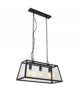 Industrial And Retro Hanging Pendant Black Matt 3 Light , E27 - 2
