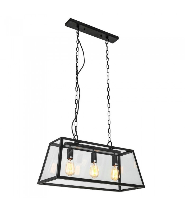 Industrial And Retro Hanging Pendant Black Matt 3 Light , E27 - 2
