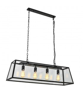 Industrial And Retro Hanging Pendant Black Matt 4 Light , E27 - 2