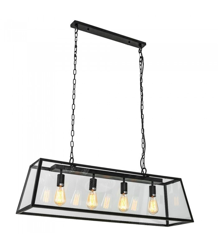 Industrial And Retro Hanging Pendant Black Matt 4 Light , E27 - 2