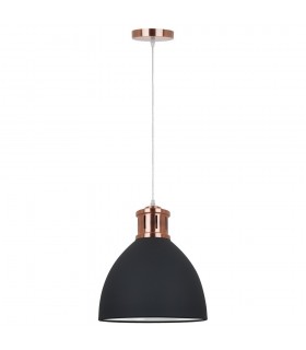 Industrial And Retro Hanging Pendant Graphite, Red Copper 1 Light  with Graphite Shade, E27 - 2