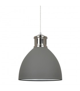Industrial And Retro Hanging Pendant Grey Satin Nickel 1 Light  with Grey Shade, E27 - 1