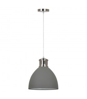 Industrial And Retro Hanging Pendant Grey Satin Nickel 1 Light  with Grey Shade, E27 - 2