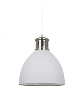 Industrial And Retro Hanging Pendant White, Satin Nickel 1 Light  with White Shade, E27 - 1