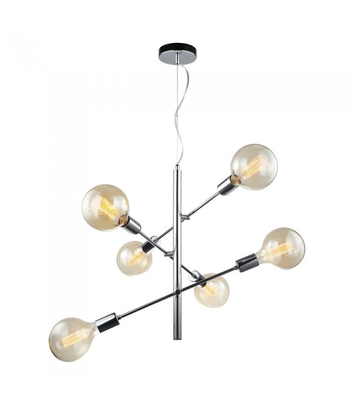 Modern Hanging Pendant Chrome 6 Light , E27 - 1