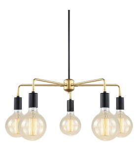 Modern Hanging Pendant Black, Gold 5 Light , E27 - 1