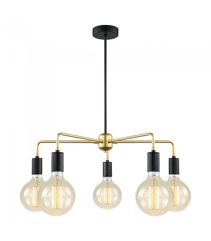 Modern Hanging Pendant Black, Gold 5 Light , E27 - 2