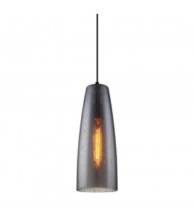 Modern Hanging Pendant Black 1 Light  with Smoky Shade, E27 - 1