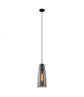 Modern Hanging Pendant Black 1 Light  with Smoky Shade, E27 - 2