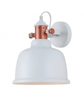 Industrial And Retro Wall Lamp White 1 Light  with White, Copper Shade, E27 - 1