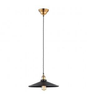 Industrial And Retro Hanging Pendant Black, Gold 1 Light  with Black Shade, E27 - 2