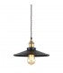 Industrial And Retro Hanging Pendant Black, Gold 1 Light  with Black Shade, E27 - 1