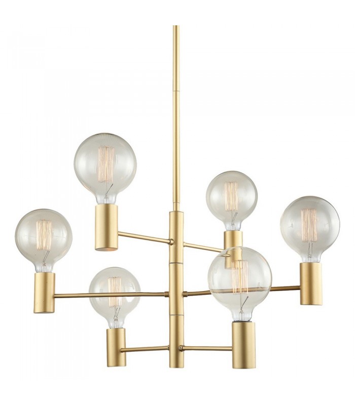 Modern Hanging Pendant Fixed Golden Matt 6 Light , E27 - 1