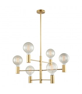 Modern Hanging Pendant Fixed Golden Matt 6 Light , E27 - 2