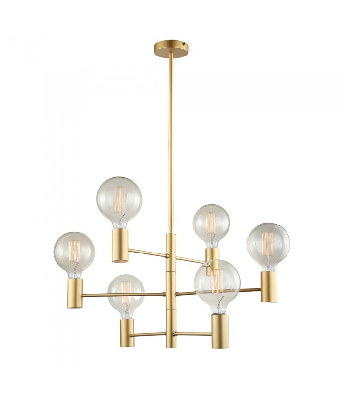 Modern Hanging Pendant Fixed Golden Matt 6 Light , E27 - 2