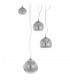 Modern Hanging Pendant Chrome 4 Light  with Glass Shade, E27 - 1