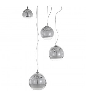 Modern Hanging Pendant Chrome 4 Light  with Glass Shade, E27 - 1