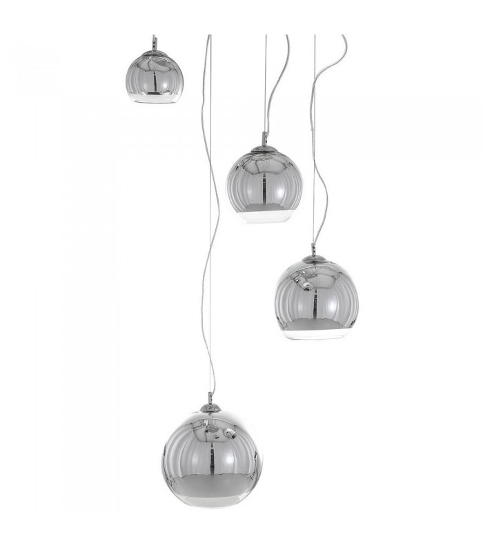 Modern Hanging Pendant Chrome 4 Light  with Glass Shade, E27 - 1