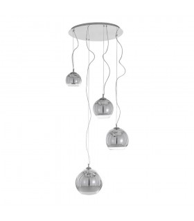 Modern Hanging Pendant Chrome 4 Light  with Glass Shade, E27 - 2