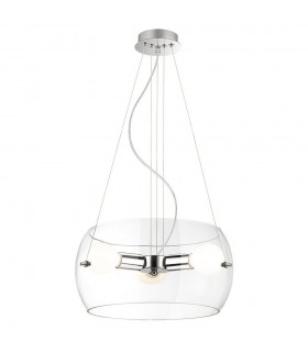 Modern Hanging Pendant Chrome 3 Light  with Clear Shade, E27 - 1