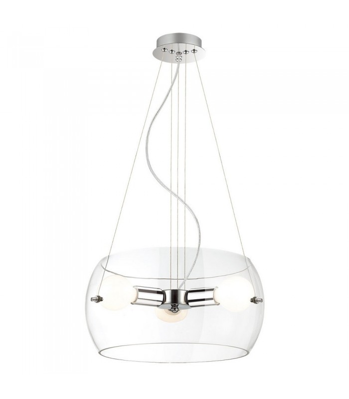 Modern Hanging Pendant Chrome 3 Light  with Clear Shade, E27 - 1