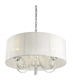 Classic Hanging Pendant Chrome 3 Light  with White Shade, E14 - 1
