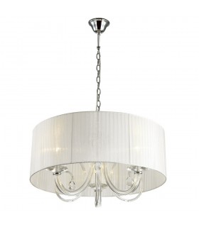 Classic Hanging Pendant Chrome 3 Light  with White Shade, E14 - 2