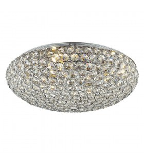 Classic Flush Ceiling Light Chrome 7 Light  with Crystal Shade, G9 - 1