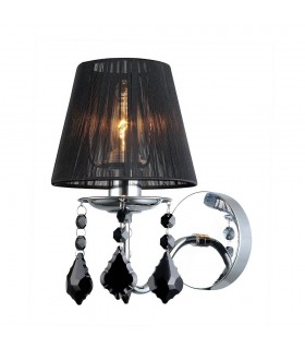 Wall Lamp Chrome, Black 1 Light  with Black Fabric Shade, E14 - 1